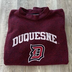 Woolley Threads Duquesne University Dukes Blue Red Vintage Pullover Sweatshirt L